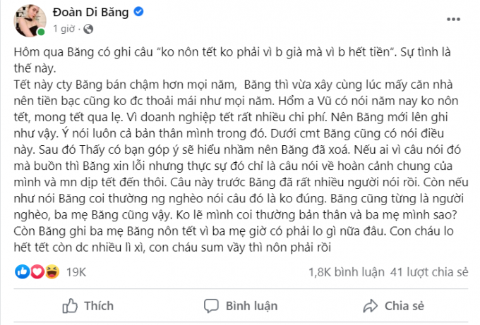 Đoàn Di Băng thề không khinh thường người nghèo, tiết lộ cũng áp lực tiền bạc sau phát ngôn gây tranh cãi